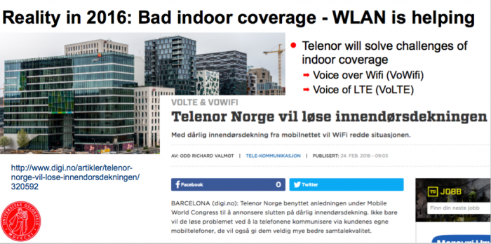 Bad indoor coverage, Example Oslo